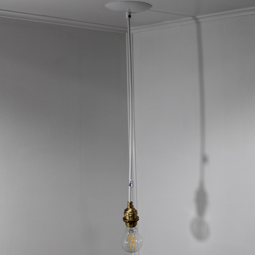 Brushed Brass Threaded Skirt Pendant Socket Fixture with 10ft White Wire and Canopy Questions & Answers