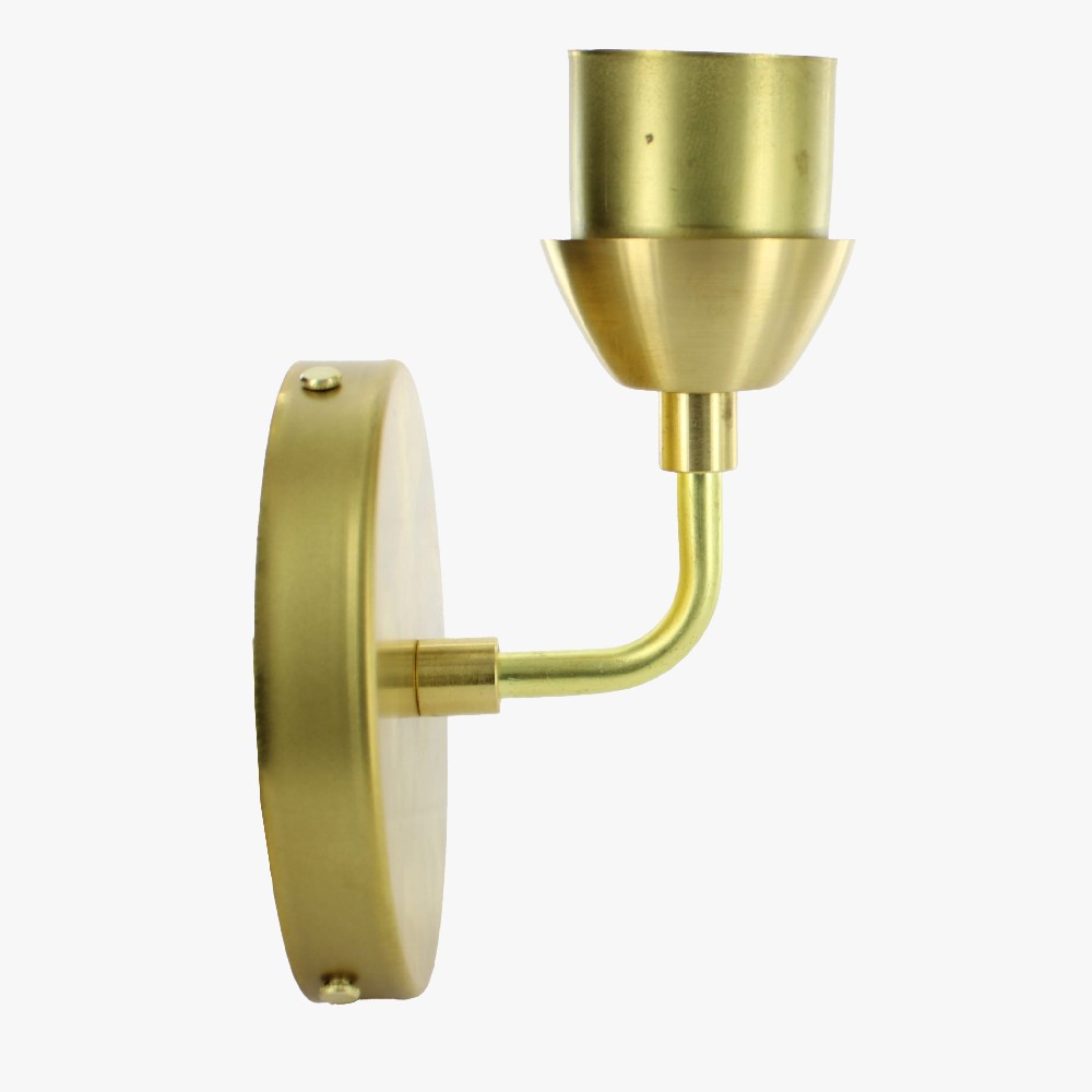 One E-26 Light - Short Bent Arm - Wall Sconce for 1-5/8 Opening Shades - Unfinished Brass Questions & Answers