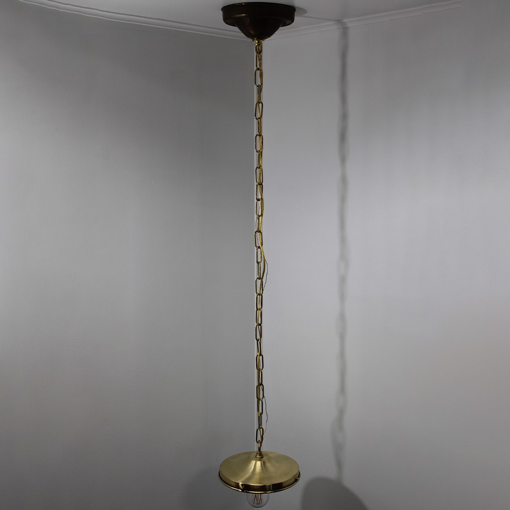 8 inch Holder Fixture with 3 ft. Brass Chain and Canopy - Unfinished Brass Questions & Answers