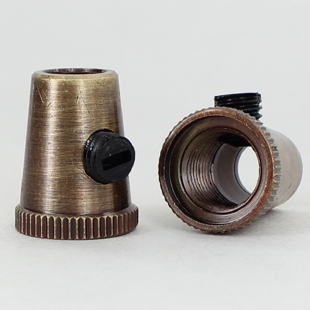 1/8ips Female Threaded Cone Cord Grip with M6 Threaded Nylon Set Screw - Antique Brass Finish Questions & Answers