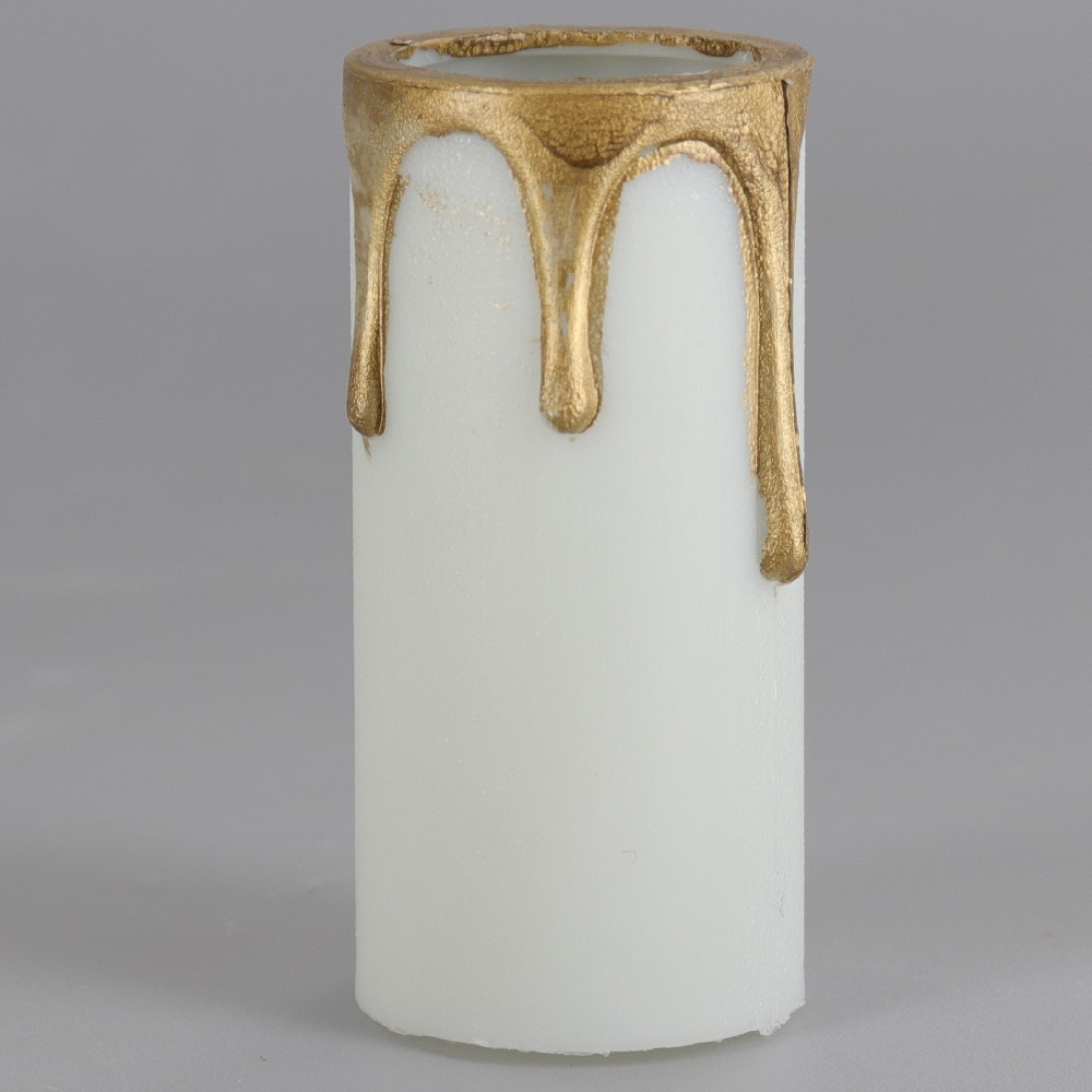 2in. Long Plastic E-12 Base Candle Socket Cover - Candelabra - White with Gold Drip Questions & Answers