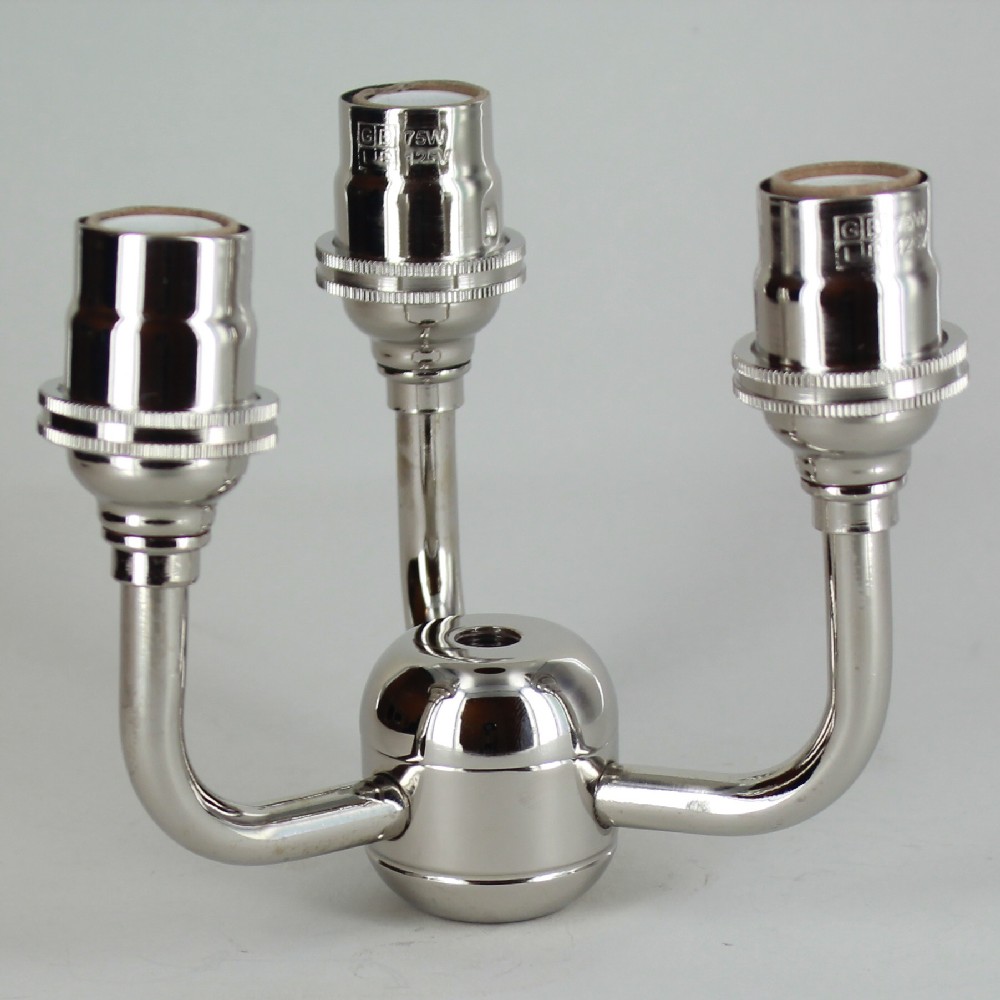 E-12 3 Socket Cluster with Large Body - Polished Nickel Finish Questions & Answers