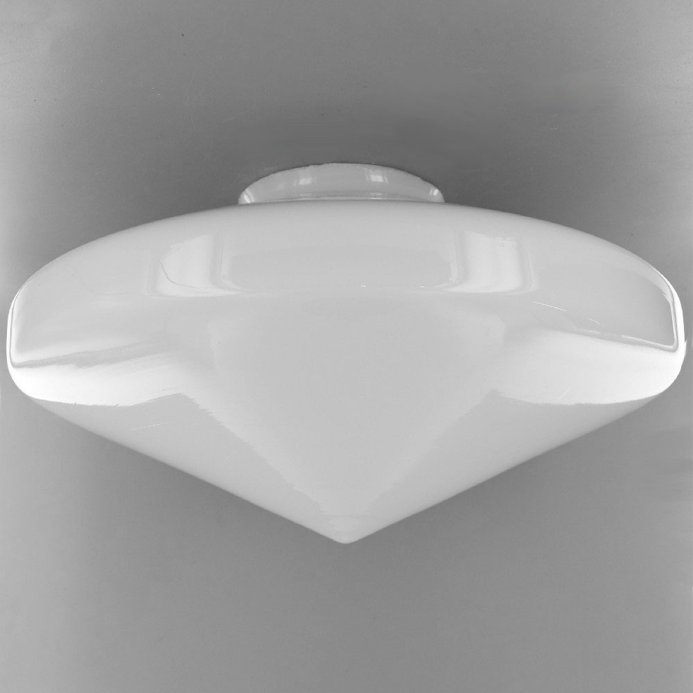 12in. Opal Flying Saucer Pointed Glass Shade with 4in. Neck Questions & Answers