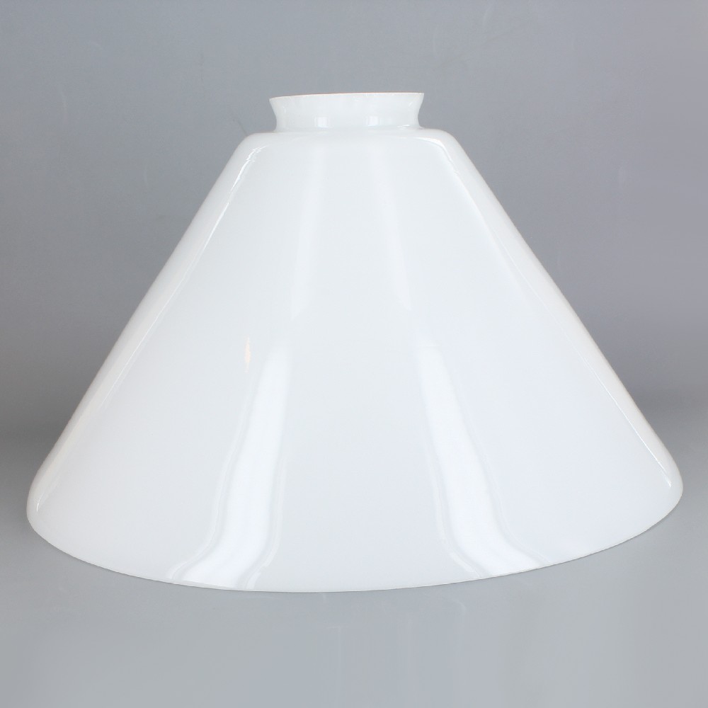 9-3/4in Diameter White Cased Glass Cone Shade with 2-1/4in Fitter. Questions & Answers