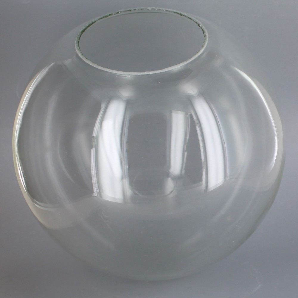 10in Hand Blown Neckless Glass Ball with 4in. Neckless Opening - Clear - Made in USA Questions & Answers