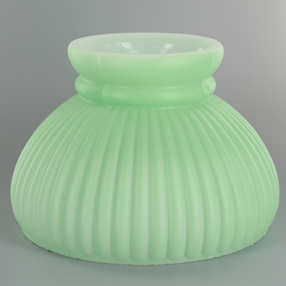 Glazed Lime Green Painted Ribbed Student Shade with Ruffle Top and 6in. Neck Questions & Answers