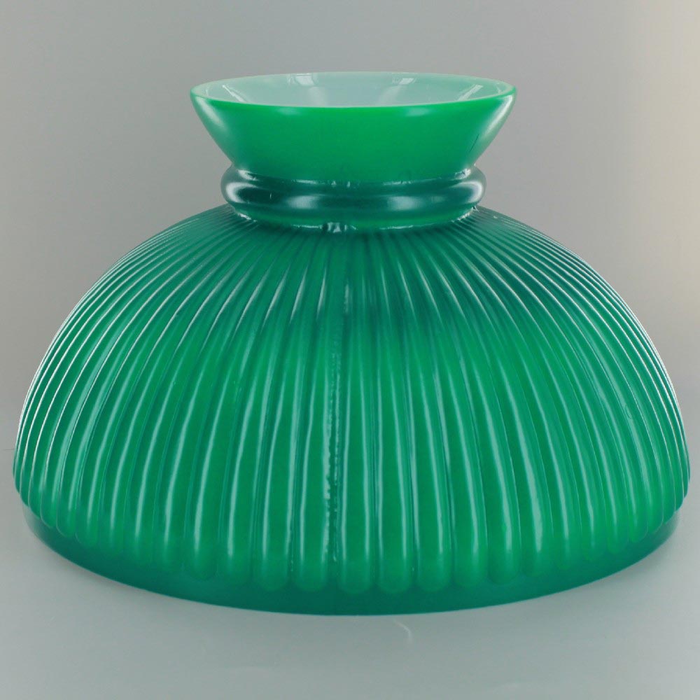 Glazed Green Painted Ribbed Student Shade with 9-3/4in. Neck - USA Questions & Answers