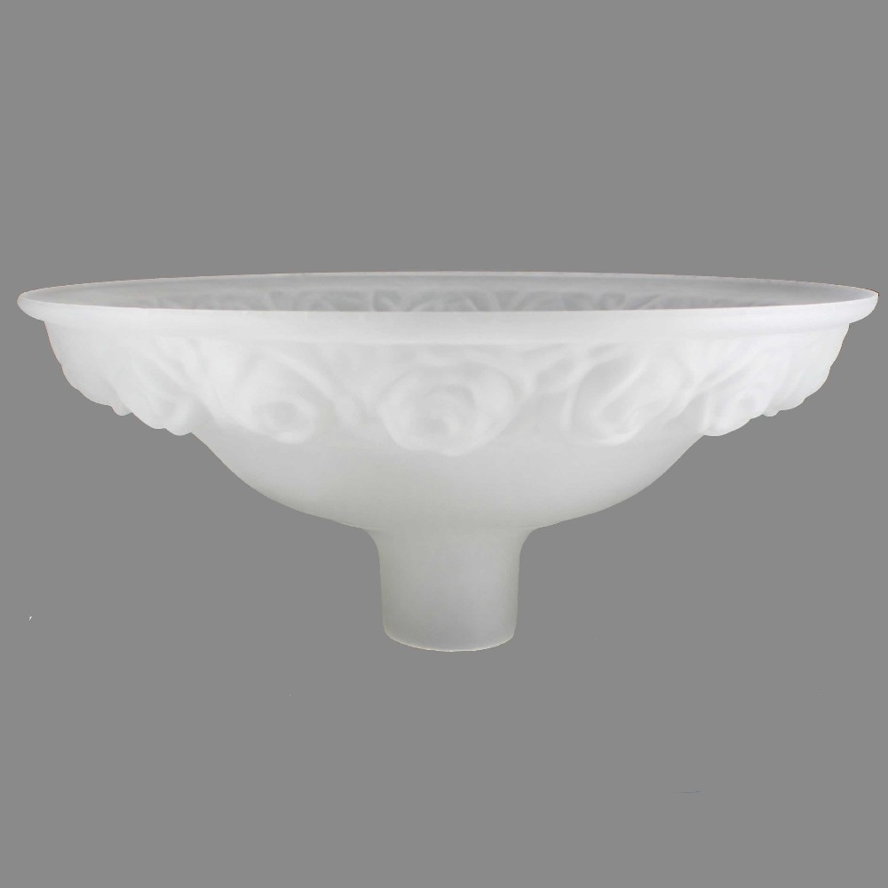 16-1/4in. Frosted with Embossed Roses Torchiere Shade with 2-3/4in. Neck Questions & Answers