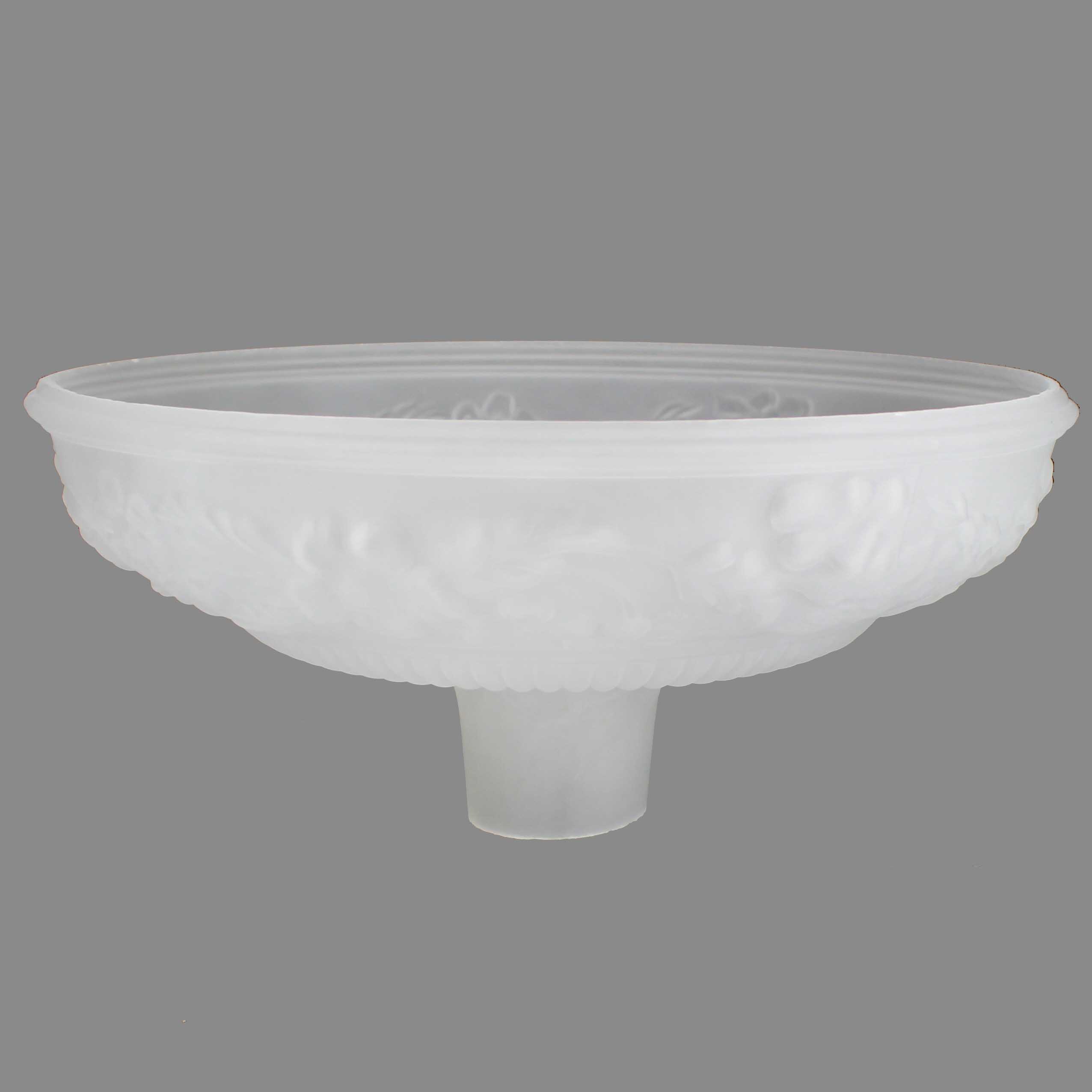 14-1/2in. Frosted with Embossed Flower Torchiere Shade with 2-3/4in. Neck Questions & Answers