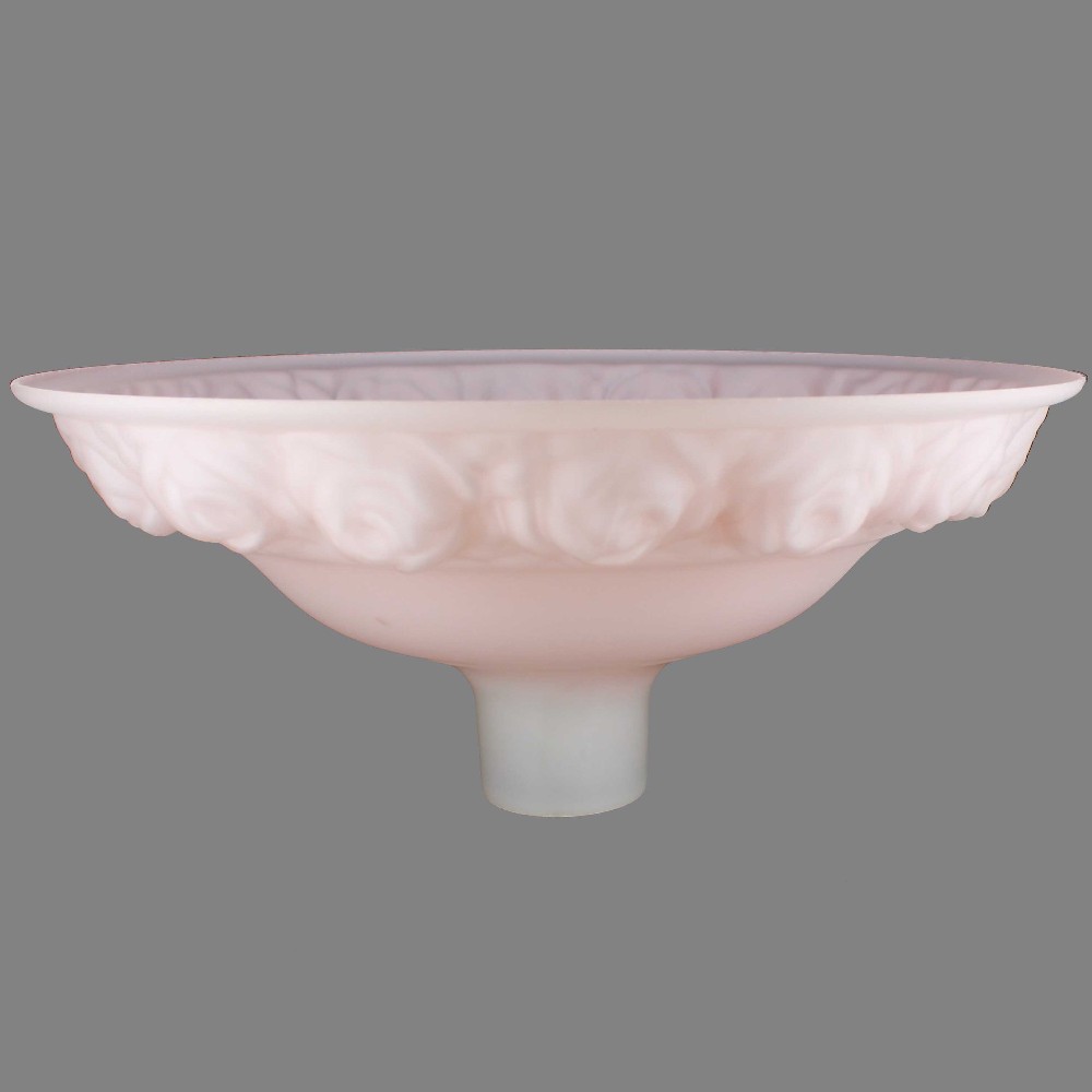 16-1/4in. Pink Frosted with Embossed Roses Torchiere Shade with 2-3/4in. Neck Questions & Answers