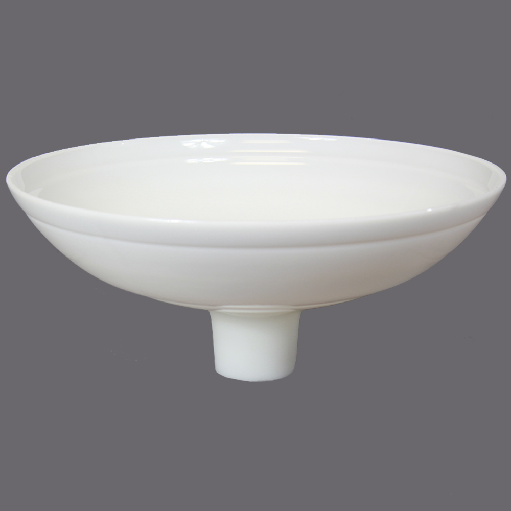 16-1/4in. Opal White Bowl with Line Torchiere Shade with 2-3/4in. Neck Questions & Answers