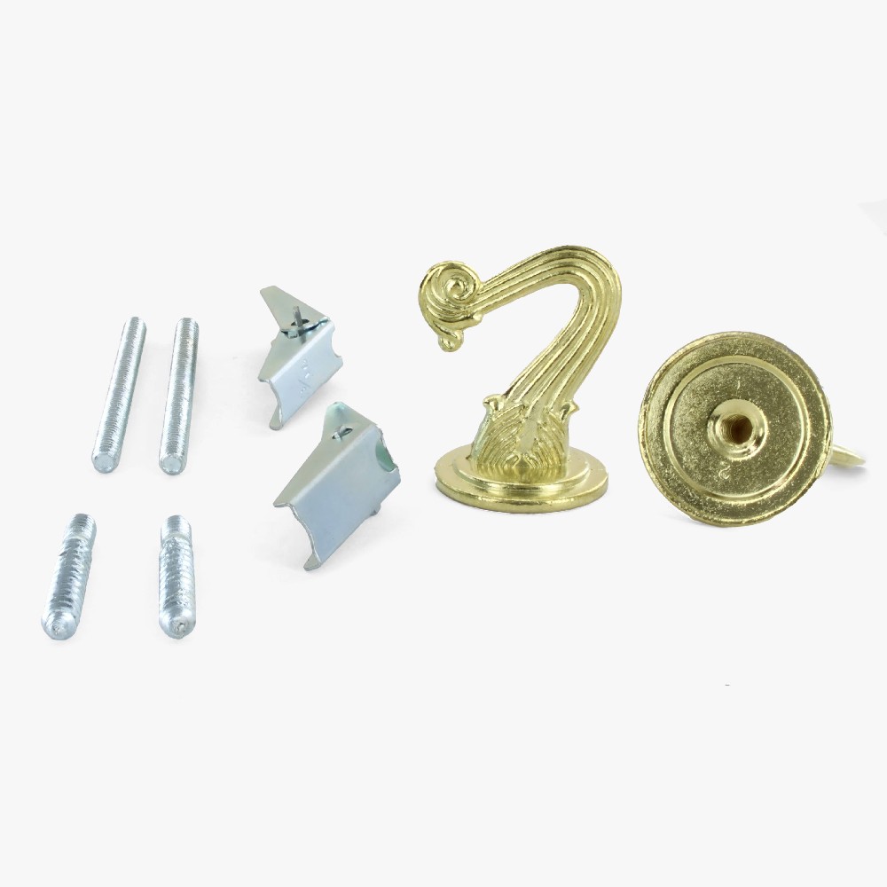 Two Sets - Light Duty Swag Hook Kit with Studs, Hanger Bolt, and Wing Nut - Brass Plated Finish Questions & Answers