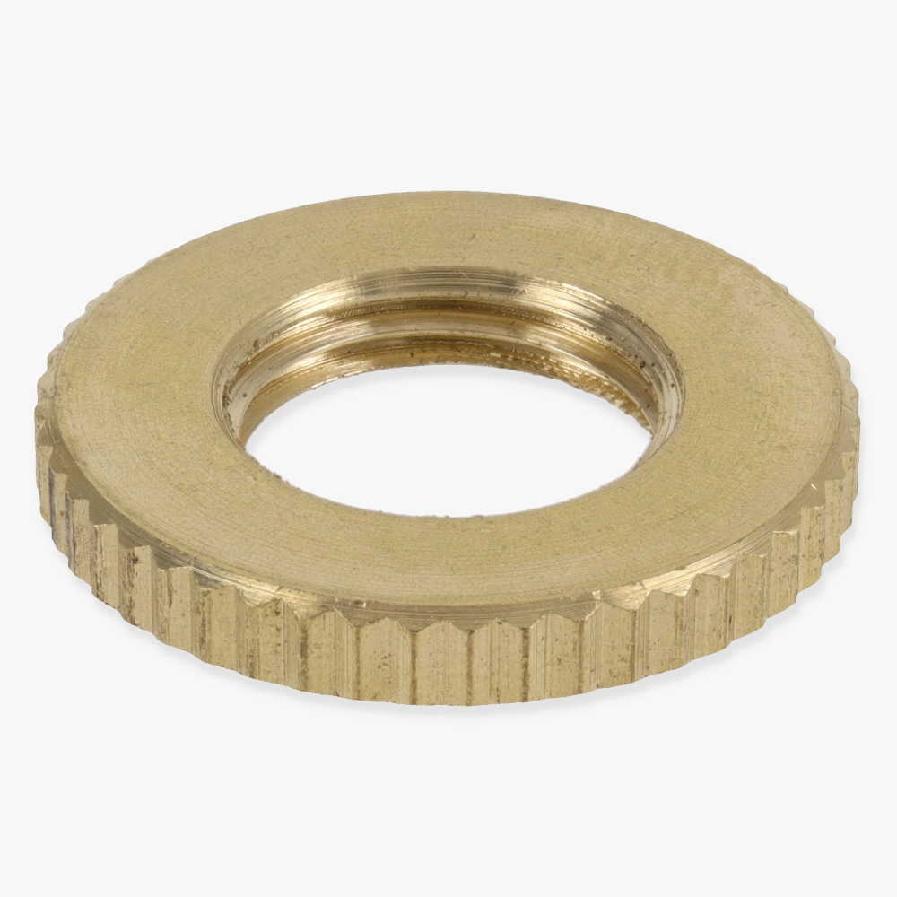 1/8ips - 3/4in Diameter x 3/32in H - Threaded Knurled Flat Brass Nut - Unfinished Brass Questions & Answers