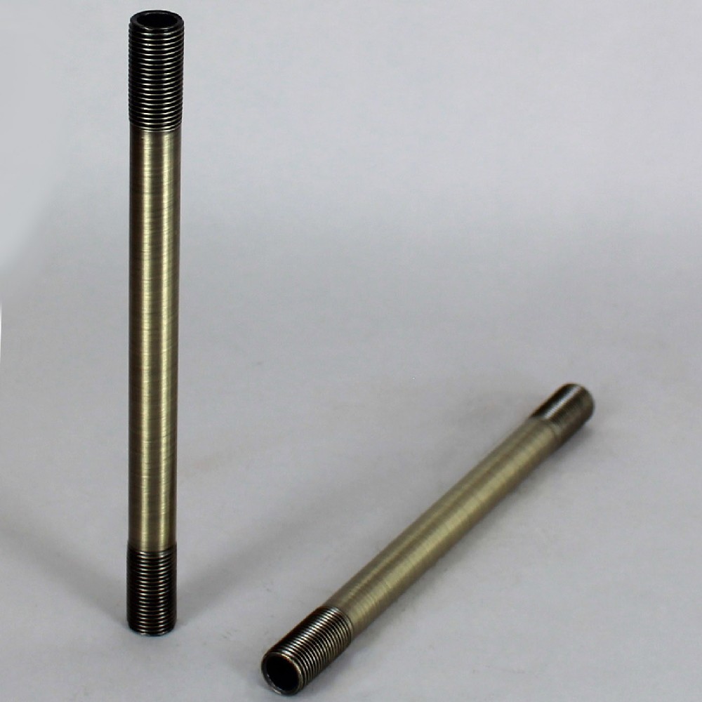 4in Long - 1/8ips (3/8in O.D) Threaded Pipe Stem with 3/4in long thread on both ends - Antique Brass Questions & Answers