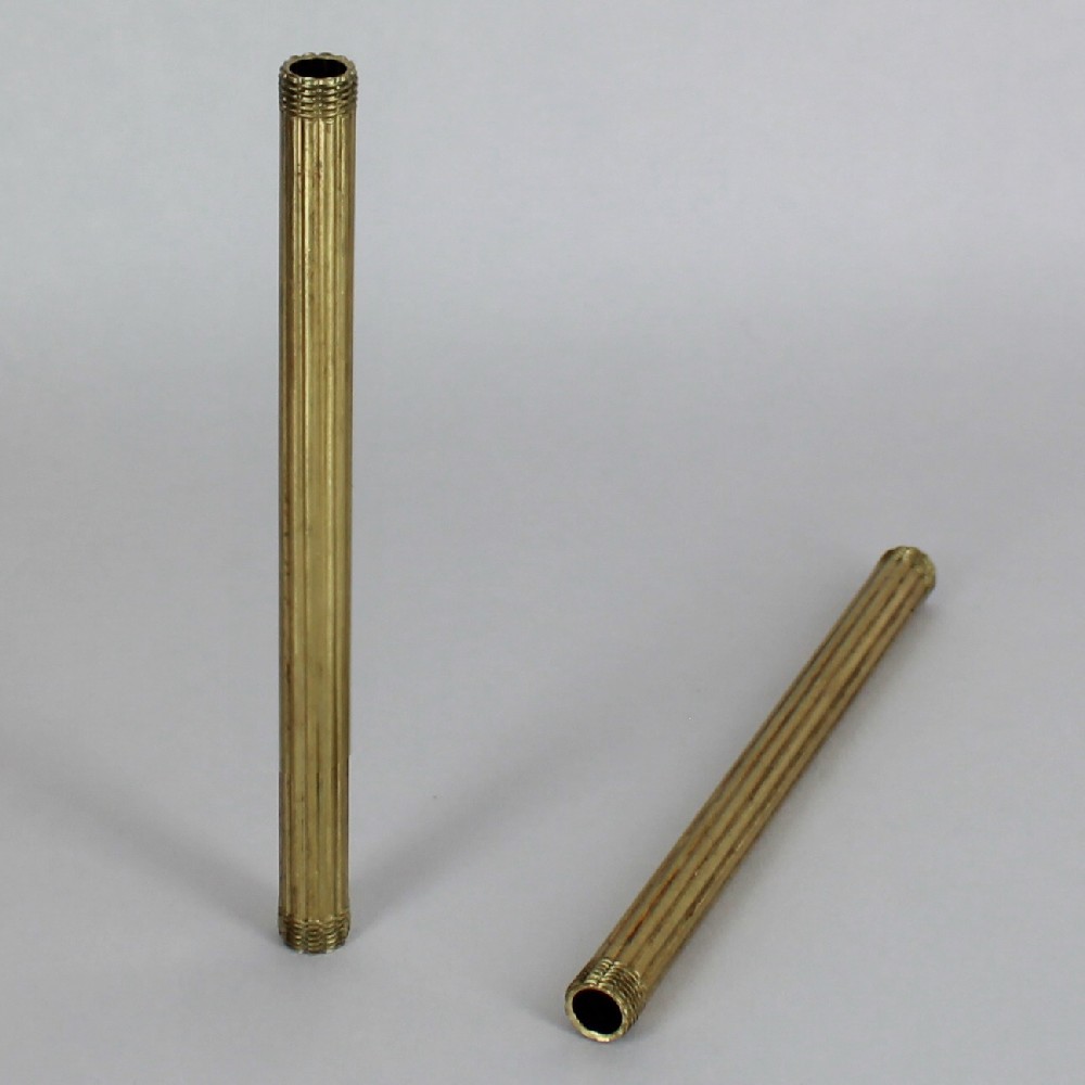 12in Long - 1/8ips (3/8in O.D) Brass Reeded Pipe with 3/16in long thread on both ends - Unfinished Brass Questions & Answers