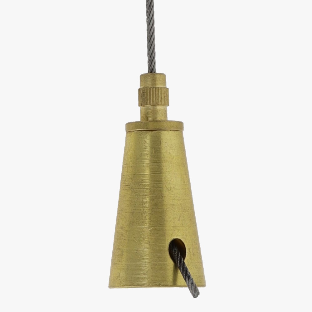 Brass Suspension System Cone Shaped Ceiling Gripper with Side Cable Exit and Locking Nut - Unfinished Brass Questions & Answers