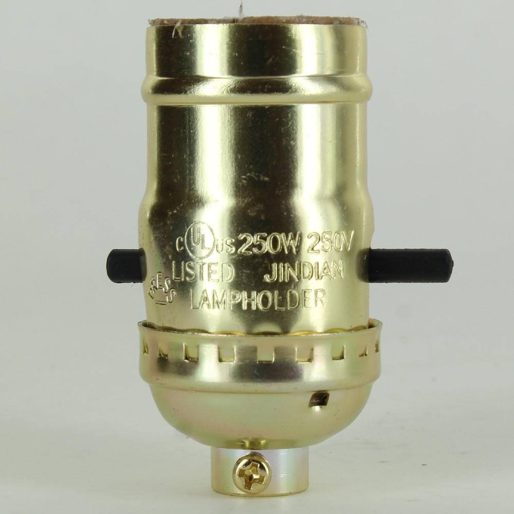 On-Off Push Switch E-26 Base Lamp Socket with 1/8ips Cap and Set Screw - Brass Plated Finish Questions & Answers