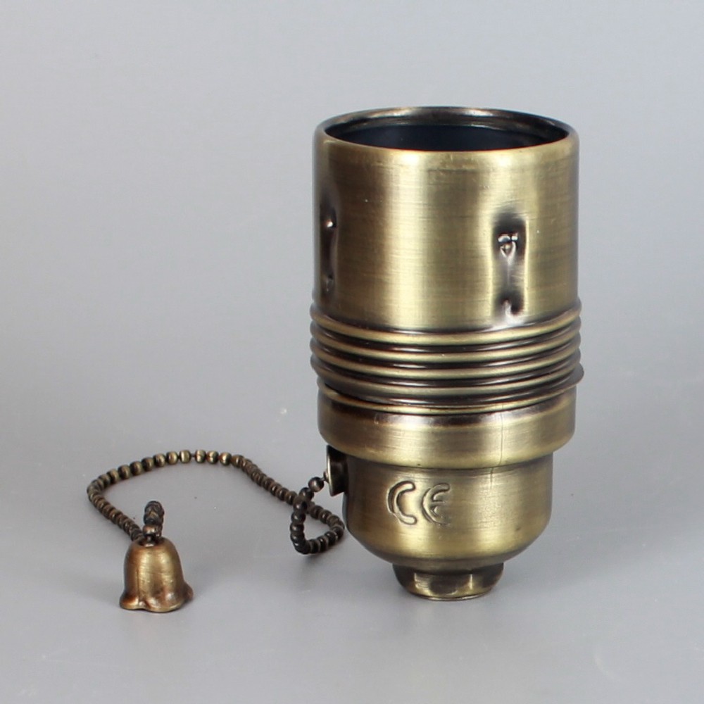 E-27 Pull Chain Switch Lamp Socket With 1/8ips Threaded Cap. CE Rated - Antique Brass Finish Questions & Answers