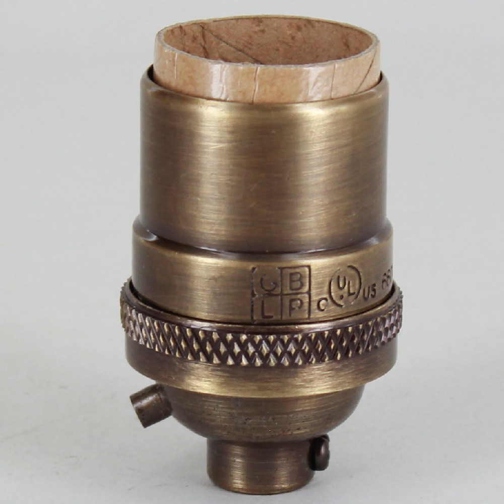 Antique Brass Finish Heavy Turned Brass Keyless E-26 Socket with 1/8ips. Cap and Ground Terminal Questions & Answers