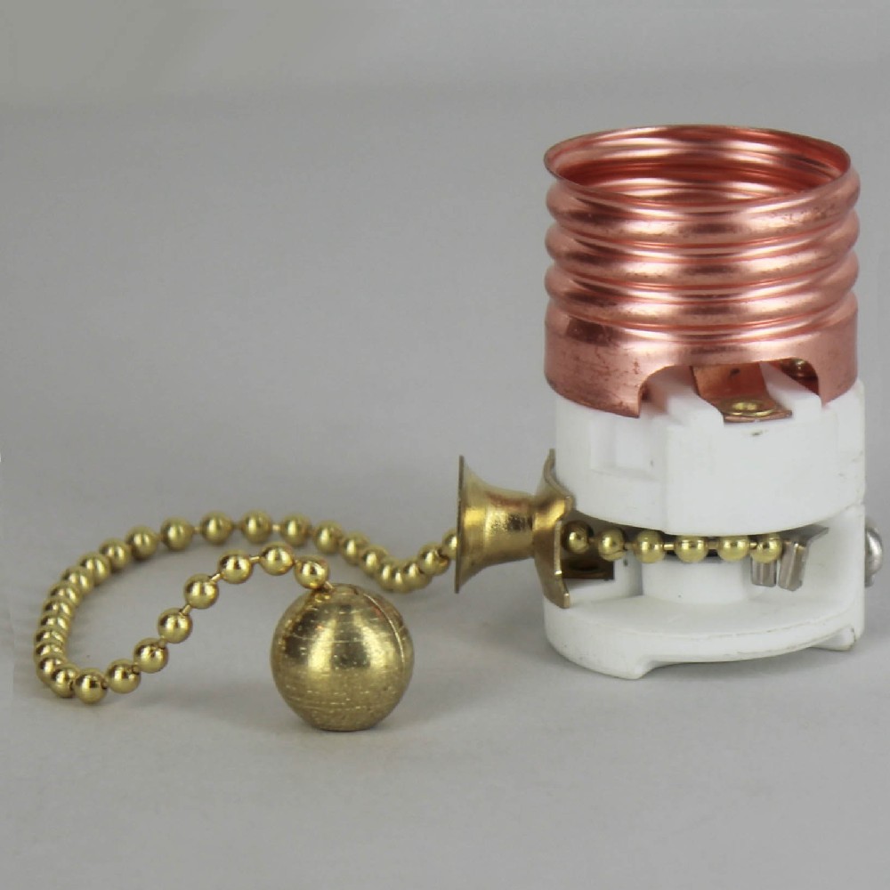 E-26 Porcelain Socket Interior with Polished Brass Pull Chain and Ball Questions & Answers