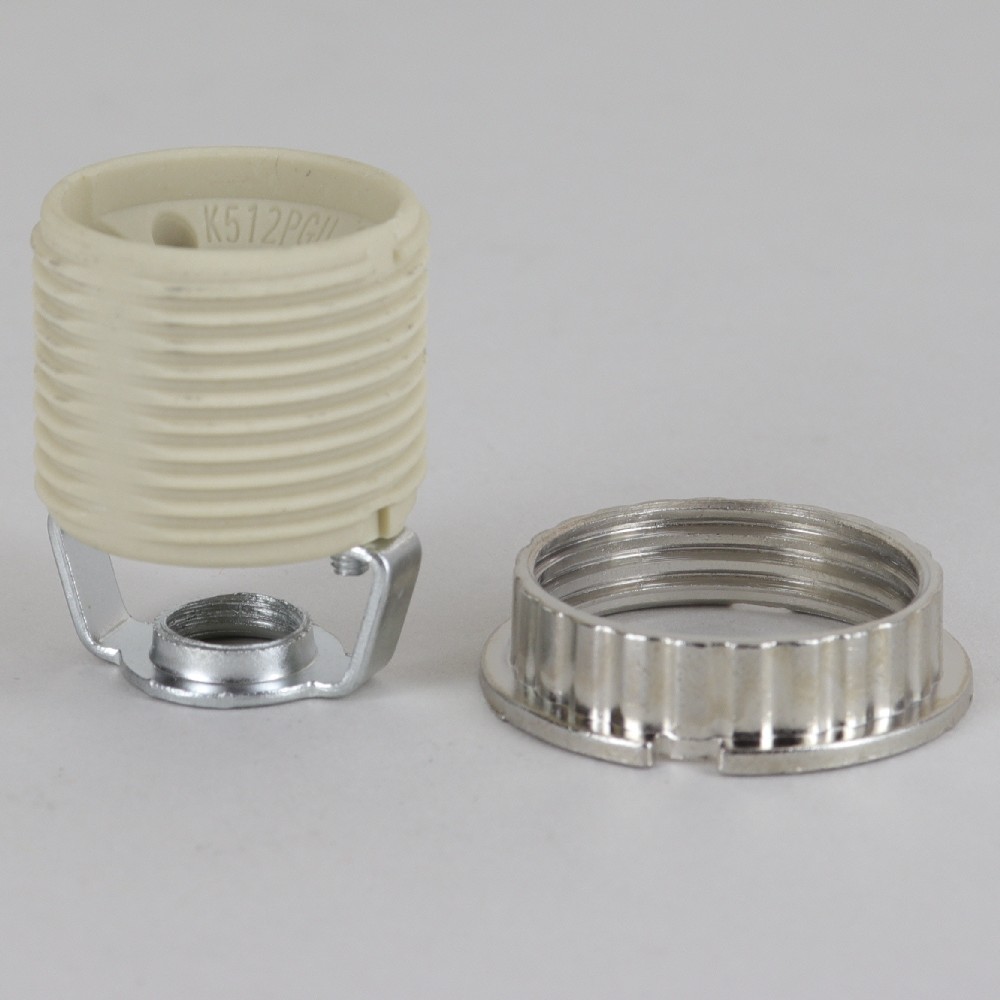 GU10 Threaded Skirt Lamp Socket with 1/8ips Threaded Hickey and Zinc Diecast Metal Shade Ring. Questions & Answers