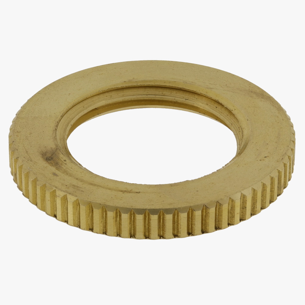 3/8ips - 1in Diameter x 1/8in H - Threaded Knurled Flat Brass Locknut - Unfinished Brass Questions & Answers