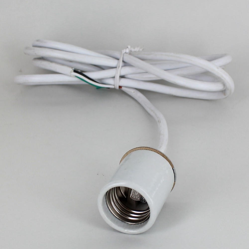 E-26 Porcelain Pendant Socket with 1/8ips. Cap and 6ft. White 18/3 SVT Leads Questions & Answers