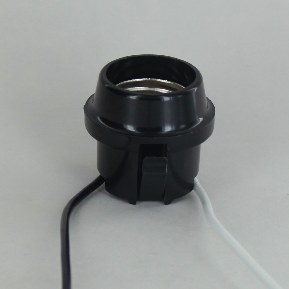 Black E-26 Base Phenolic Flange Snap in Lamp Socket with Wire Leads Questions & Answers