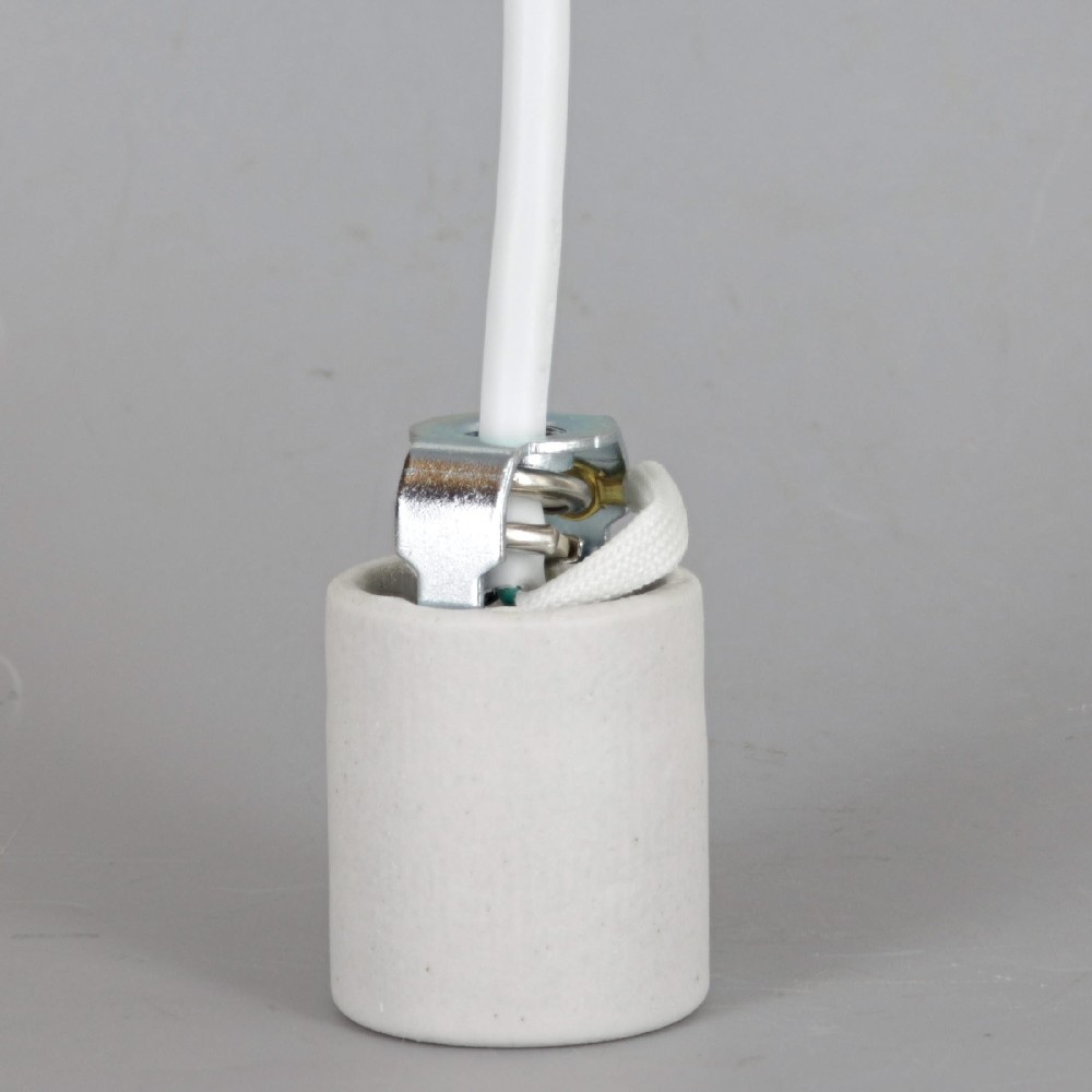 E-26 Porcelain Pendant Lamp Socket with 1/8ips. Hickey and Pre-Wired 8ft. White 18/3 SVT Wire Leads Questions & Answers