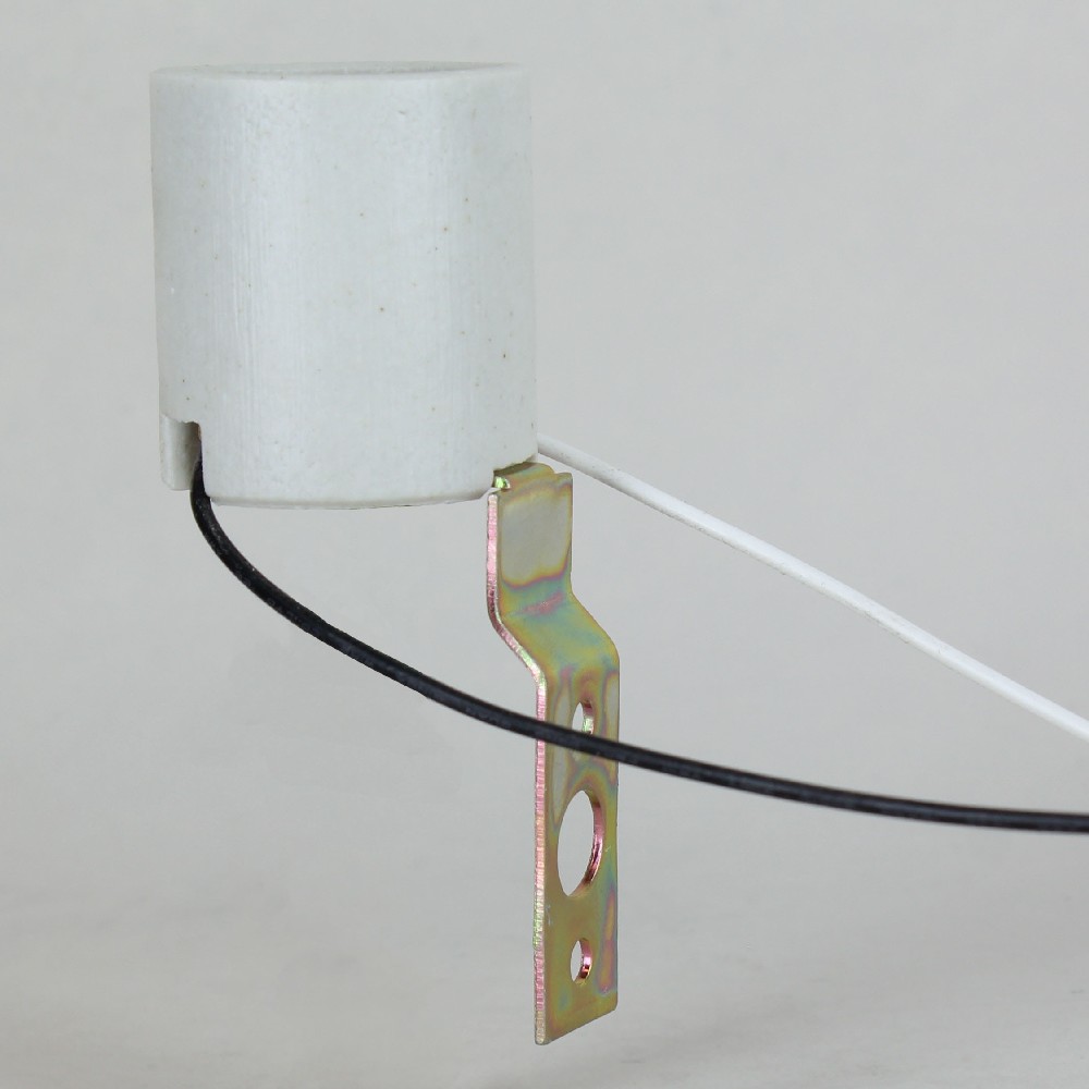 E-26 Base Porcelain Lamp Socket with 7J13 Metal Mounting Bracket. Prewired with 18/1 Wire Leads Questions & Answers