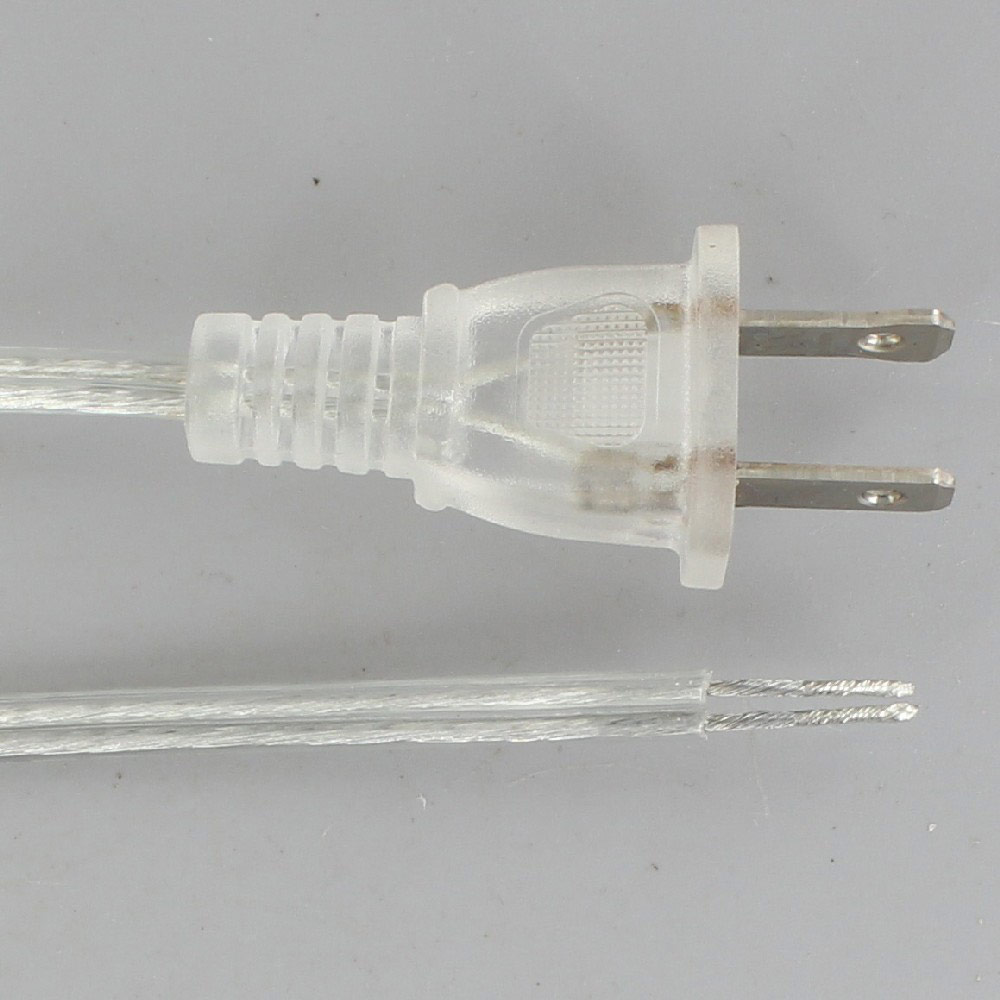 8ft. Clear Silver 18/2 SPT-1 Cord Set with Molded Polarized Plug  WIC08FTS