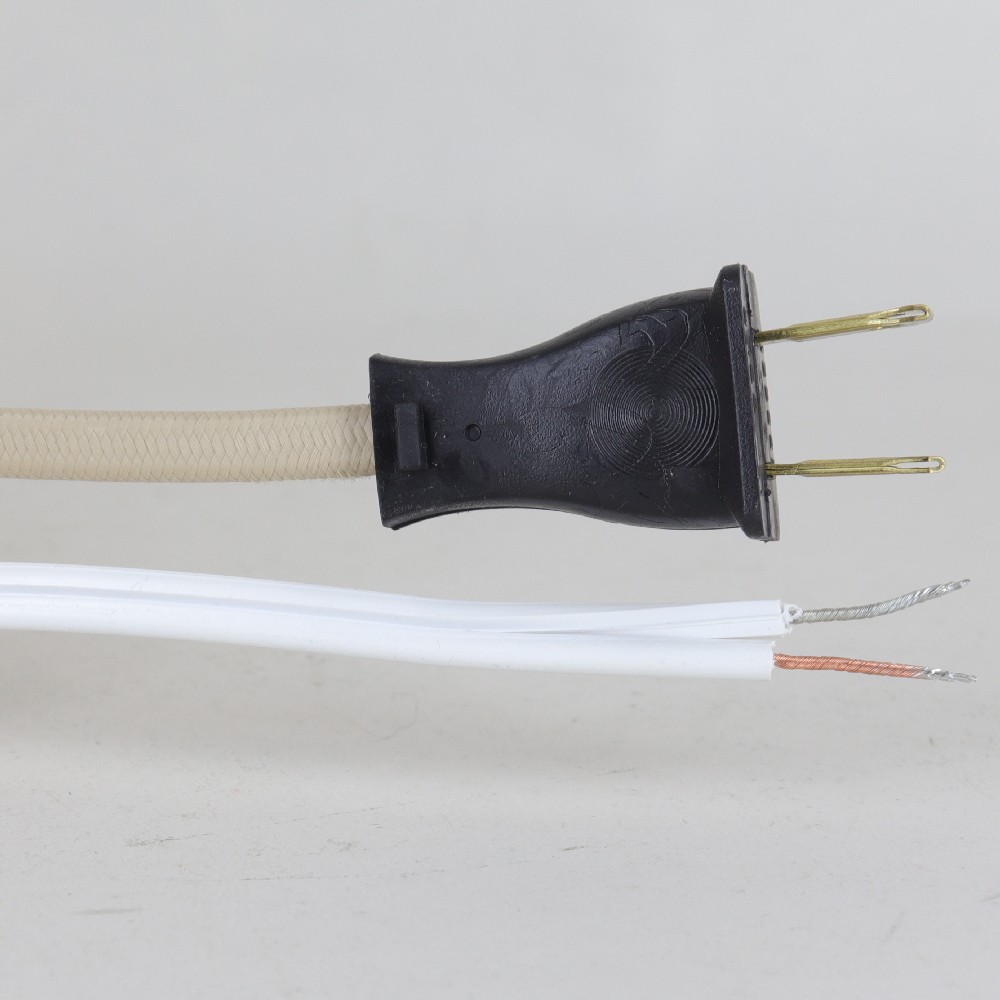 10ft Long 18/2 SPT-2 Beige Cloth Covered Powercord with NEMA 1-15P Molded Plug. UL Listed. Made in the USA. Questions & Answers