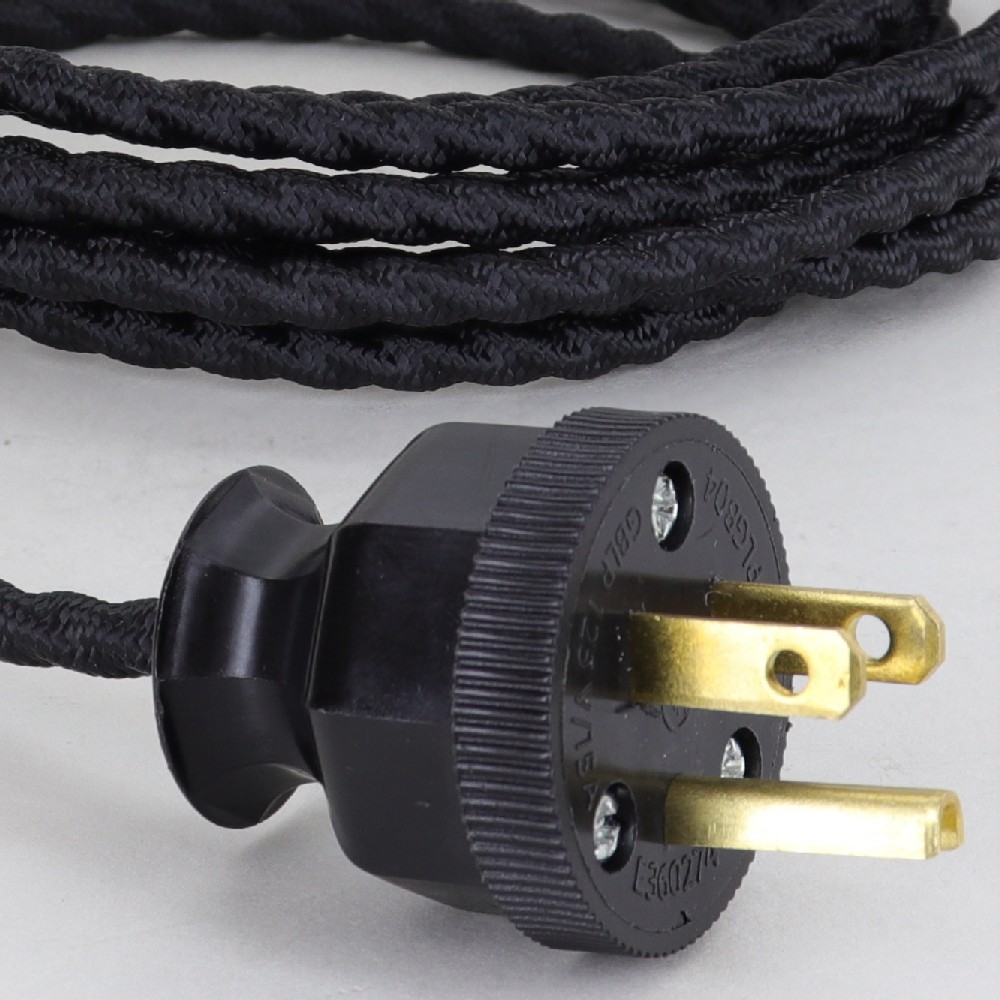 10ft. Black 18/3 SPT-1 Bungalow Style Twisted Cloth Overbraid Cordset With Antique Plug Questions & Answers