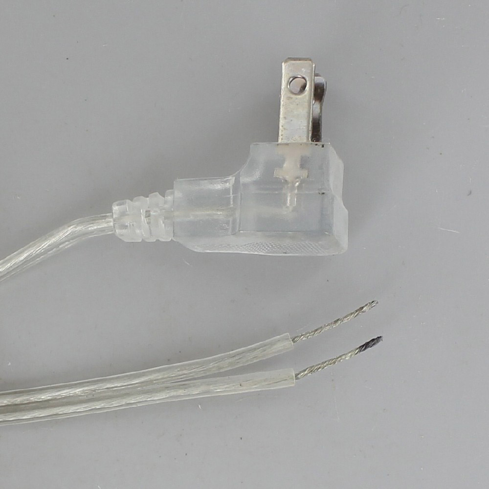 8ft. Transparent Silver 18/2 SPT-2 Flat Plug Cordset with Tinned Ends and Molded Polarized Plug Questions & Answers