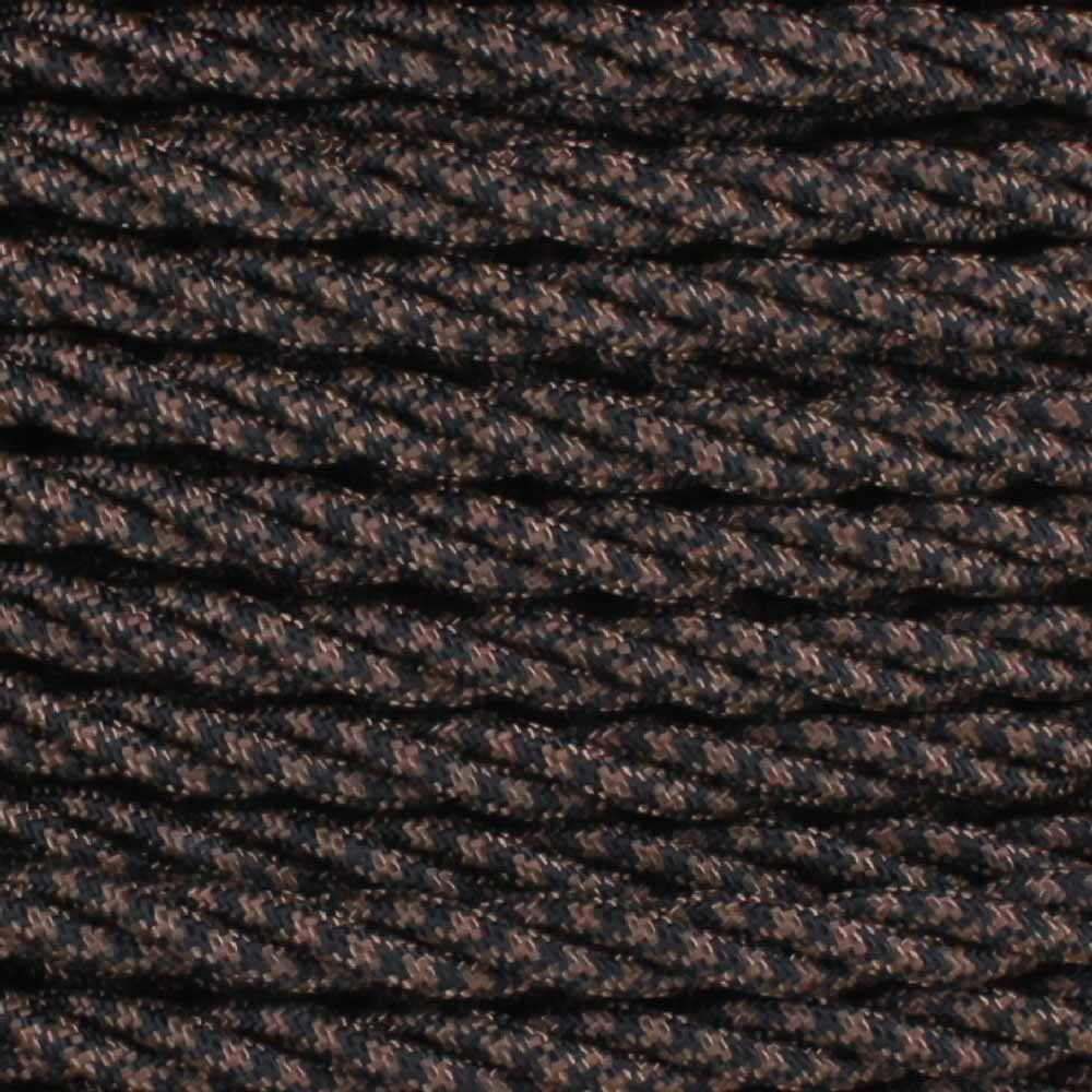 18/3 AWG - Black / Brown Hounds Tooth Pattern Twisted Fabric Cloth Covered Lamp Wire Questions & Answers