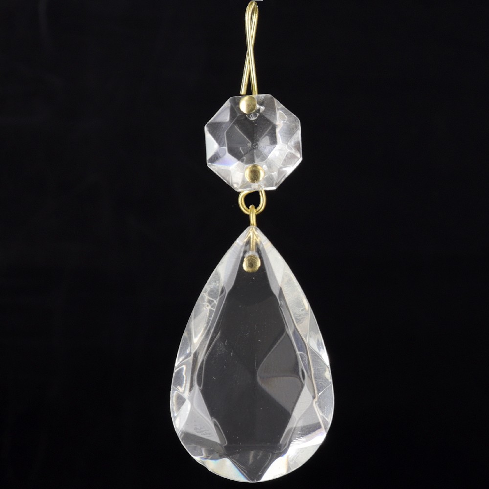 38mm (1-1/2in.) Crystal Pear Drop with Jewel and Brass Clip Questions & Answers