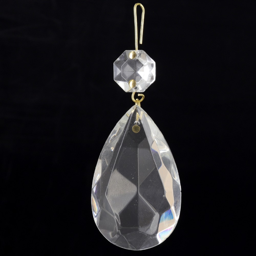 50mm (2in.) Crystal Pear Drop with Jewel and Brass Clip Questions & Answers