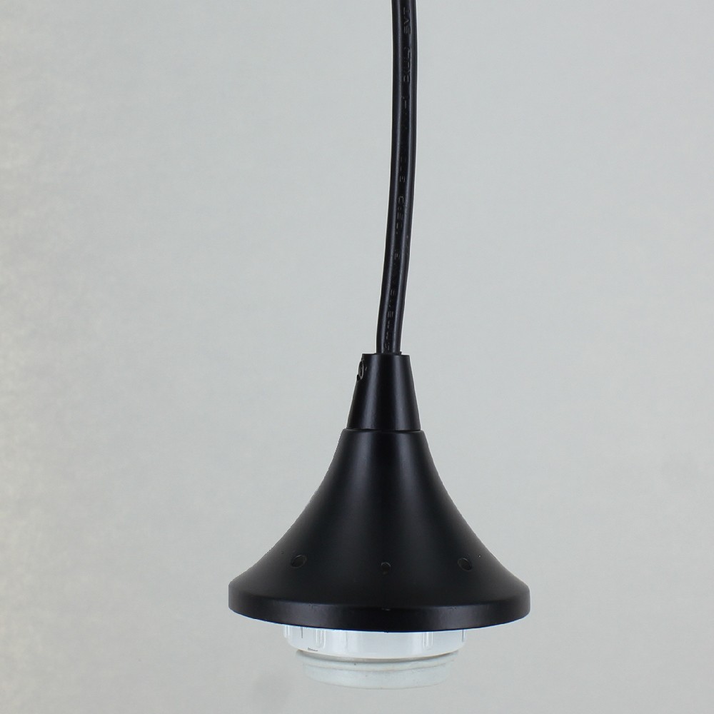 E26 Porcelain Socket with Ring Pendant Fixture with 10FT Exposed 18/3 SVT Wire - Black Finish Questions & Answers