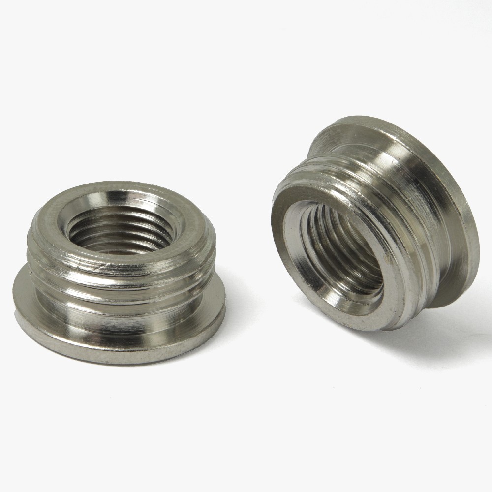 1/8ips. Female X 3/8ips. Male Thread Reducer with Shoulder - Polished Nickel Finish Questions & Answers