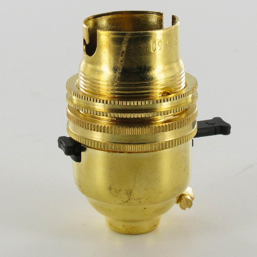 European Bayonet B22 Base Solid Brass Lamp Push Through Switch Socket - Unfinished Brass Questions & Answers