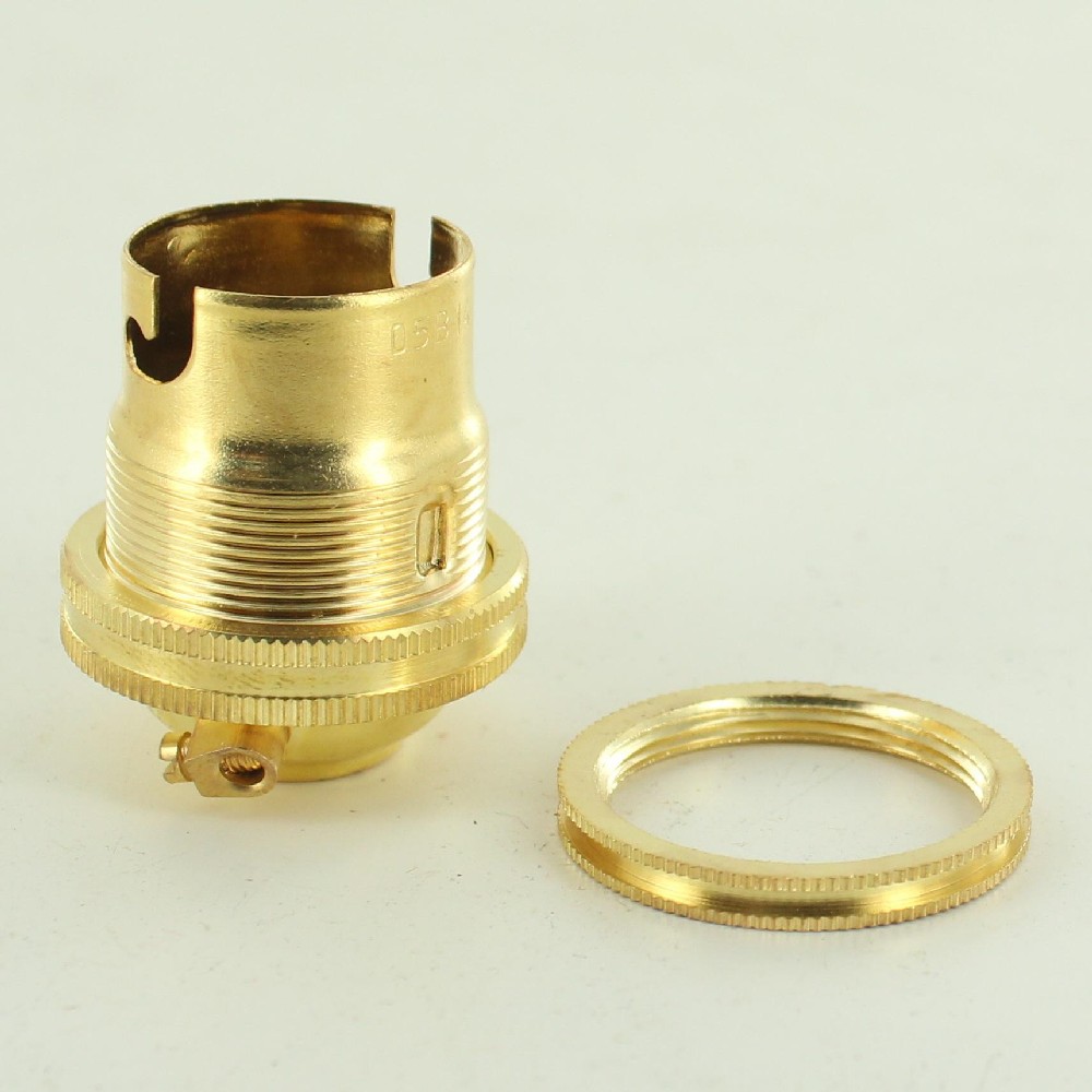 European Bayonet B22 Base Solid Brass Lamp Socket with Shade Ring - Unfinished Brass Questions & Answers