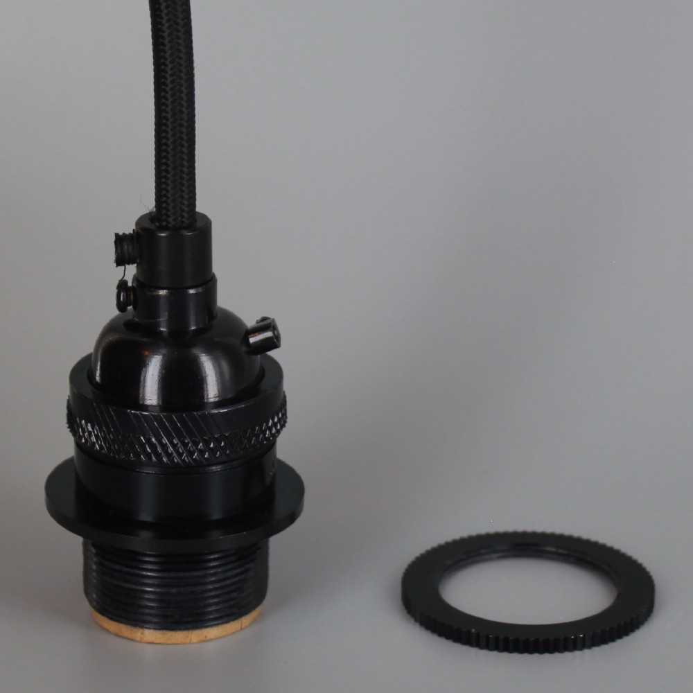 6Ft Long Black Nylon Overbraid Metal E-26 Base Keyless Lamp Socket - Black Questions & Answers