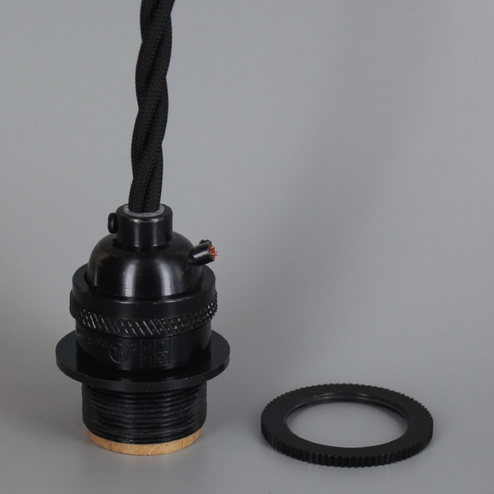 12Ft Twisted Black Nylon Overbraid Metal E-26 Base Keyless Lamp Socket - Black Questions & Answers