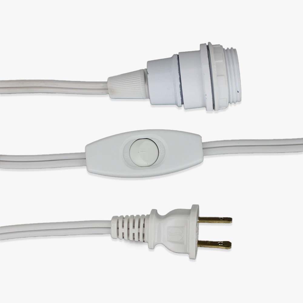 15ft. Long - 18/2 SPT-2 - White E-12 Base Threaded Skirt Lamp Socket Cord set with Toggle Switch. Questions & Answers