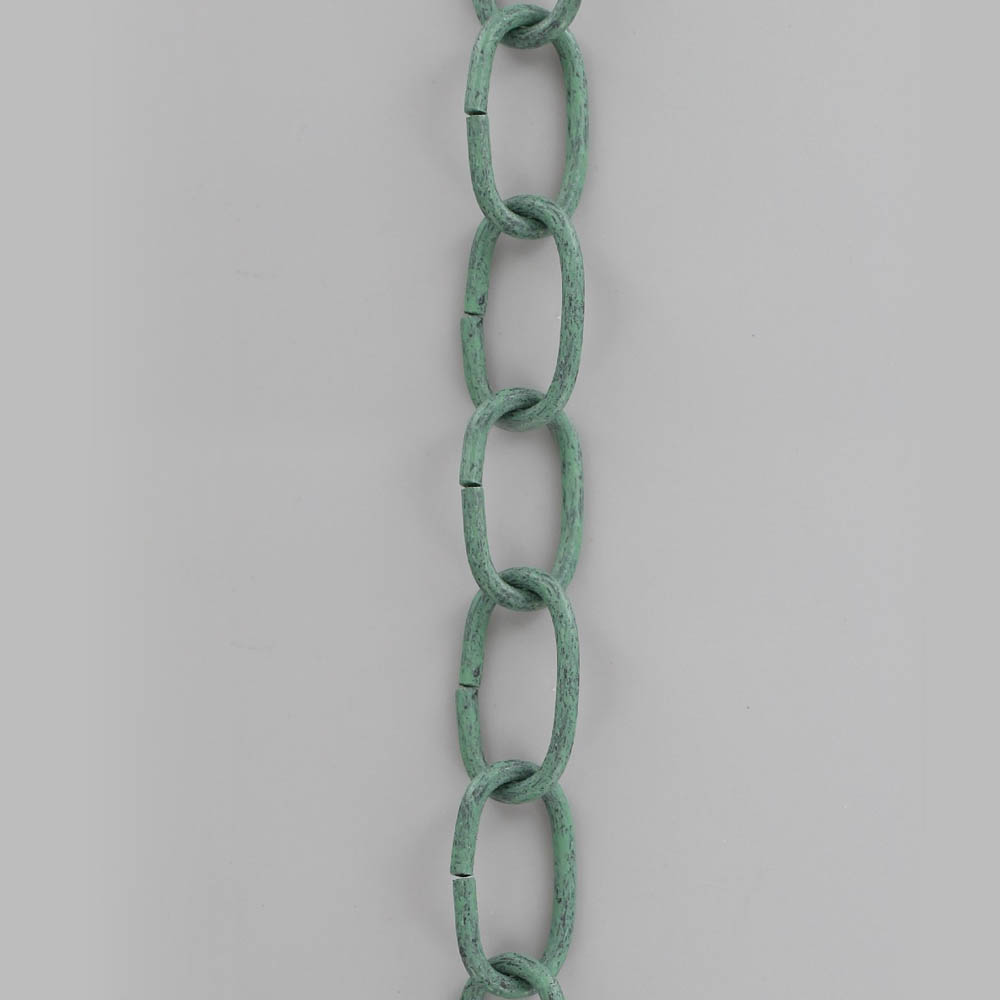 9 Gauge (1/8in.) Thick Steel Oval Lamp Chain - Verde Green Finish Questions & Answers