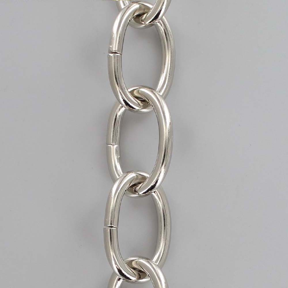 3 Gauge (1/4in.) Thick Steel Oval Lamp Chain - Polished Nickel Plated Finish Questions & Answers