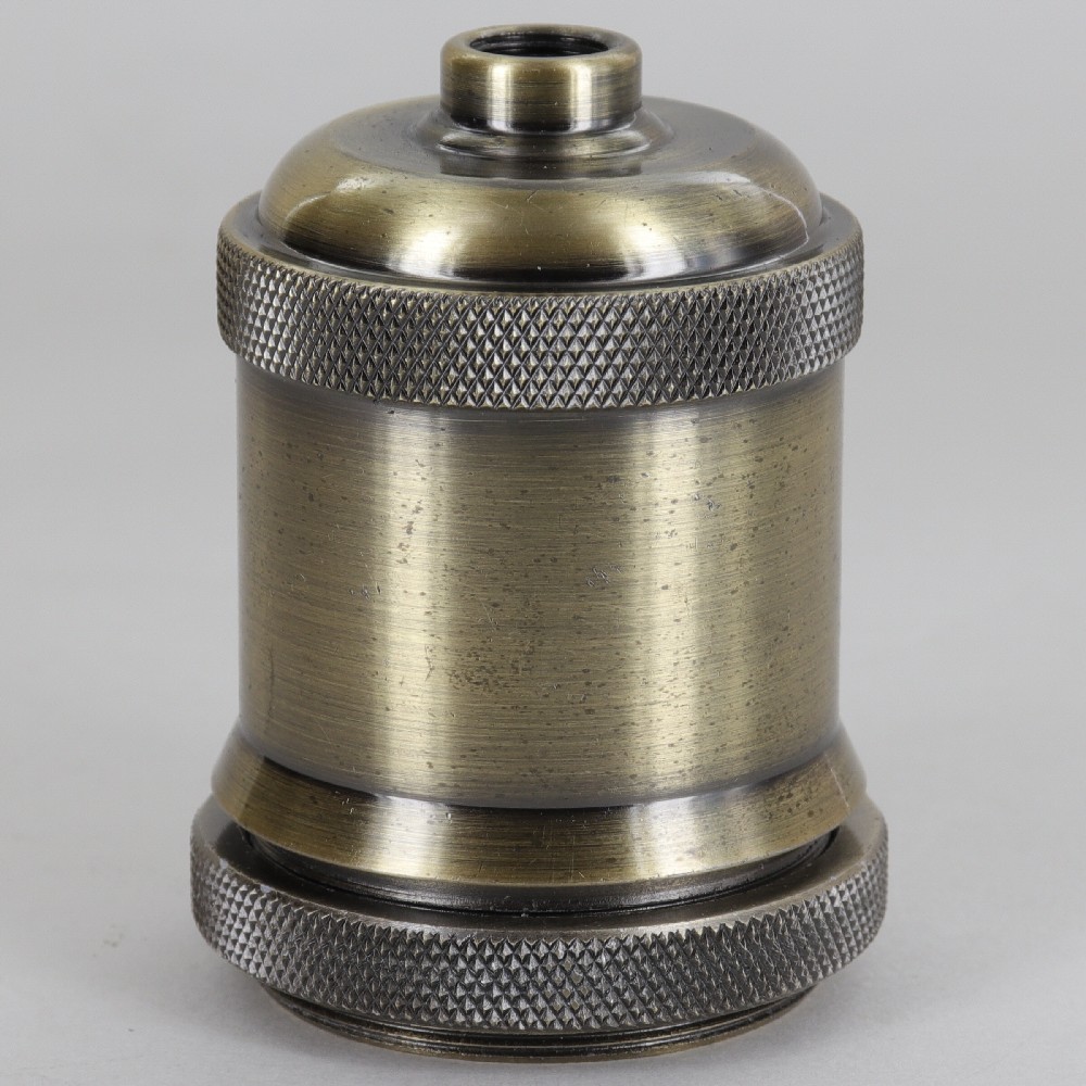 Threaded Skirt Socket Cup With Shoulder and Knurled Shade Ring - Antique Brass Finish Questions & Answers