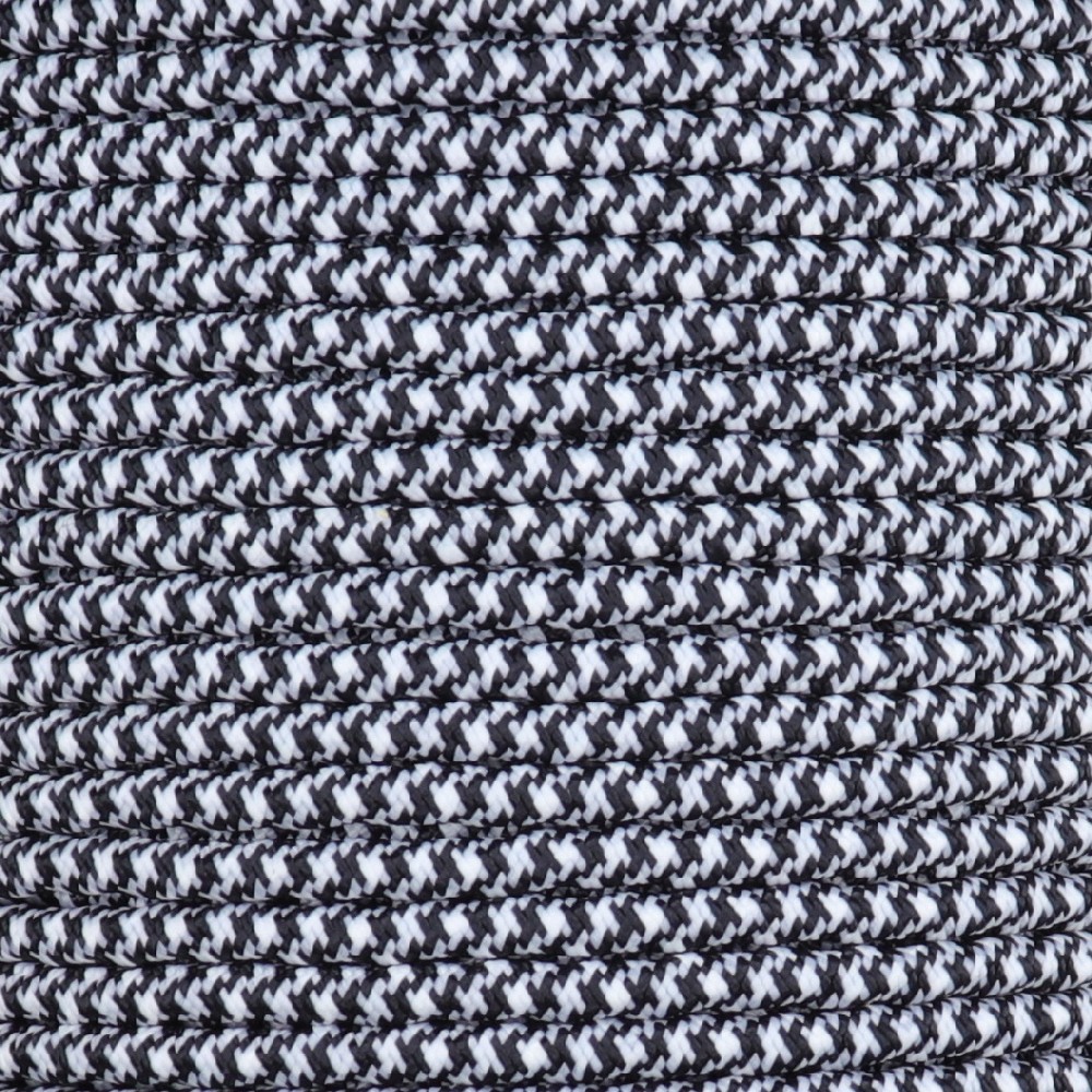 Black/White Hounds Tooth Pattern 18/3 Bungalow Style Twisted AWM Wire with Fabric Cloth Over braid. Questions & Answers