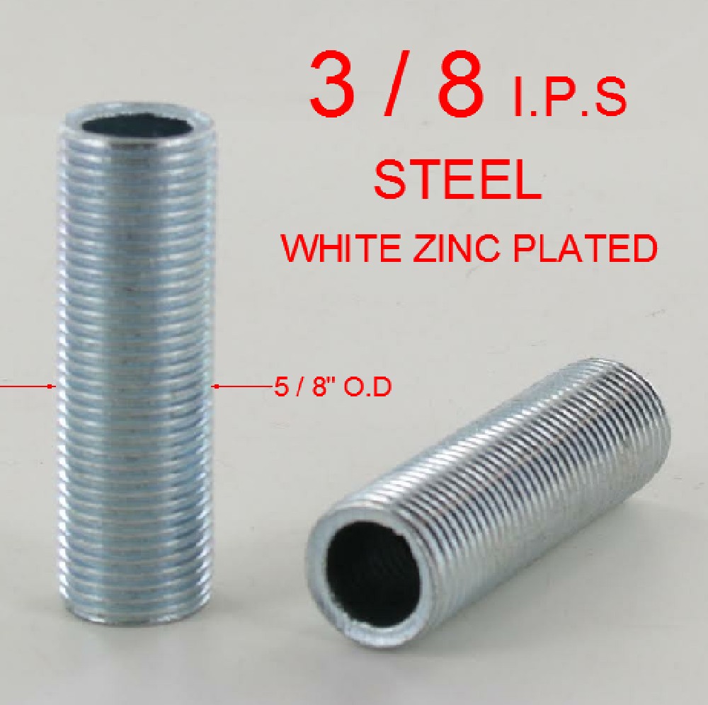 3/8ips. Threaded Zinc Plated Steel Hollow Nipple