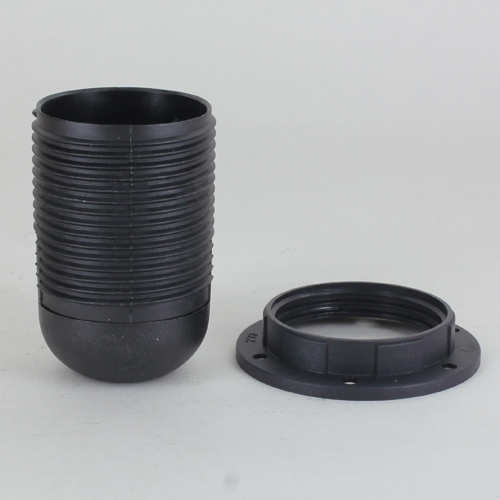 E-12 Black Fully Threaded Skirt Thermoplastic Lamp Socket Shade Ring and 1/8ips Threaded Cap Questions & Answers